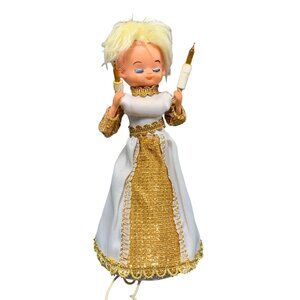 Vintage GE Heavenly Angel Lighted Angel Doll with Candles Christmas Tree Topper